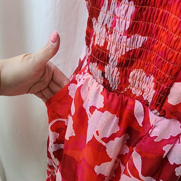 Torrid Midi Cotton Clip Dot Lace Up red Cottagecore Boho Dress 2X fairy peasant - Picture 7 of 10